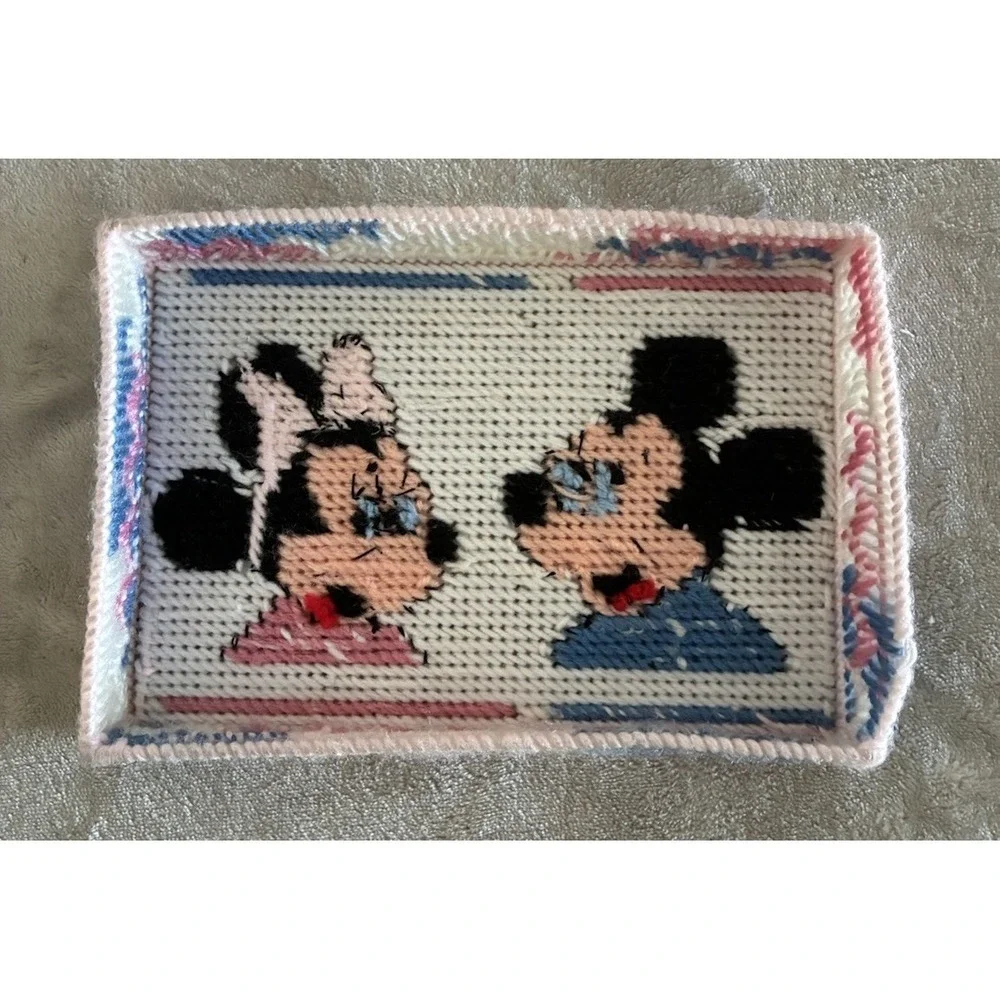 Mickey Mouse Minnie Needlepoint Nursery Decor Pink Blue‎ 6x8.5